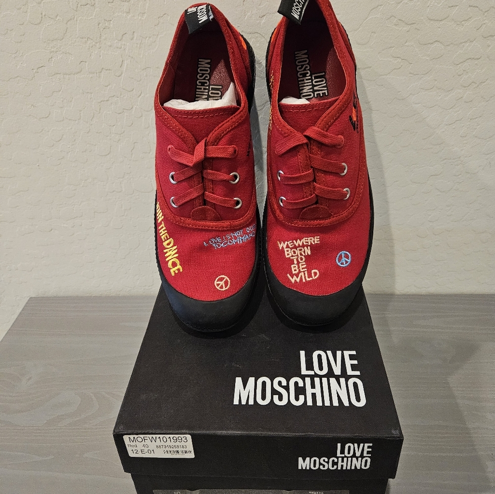 Moschino Red Canvas 'Join The Dance' Sneakers - Picture 14 of 14
